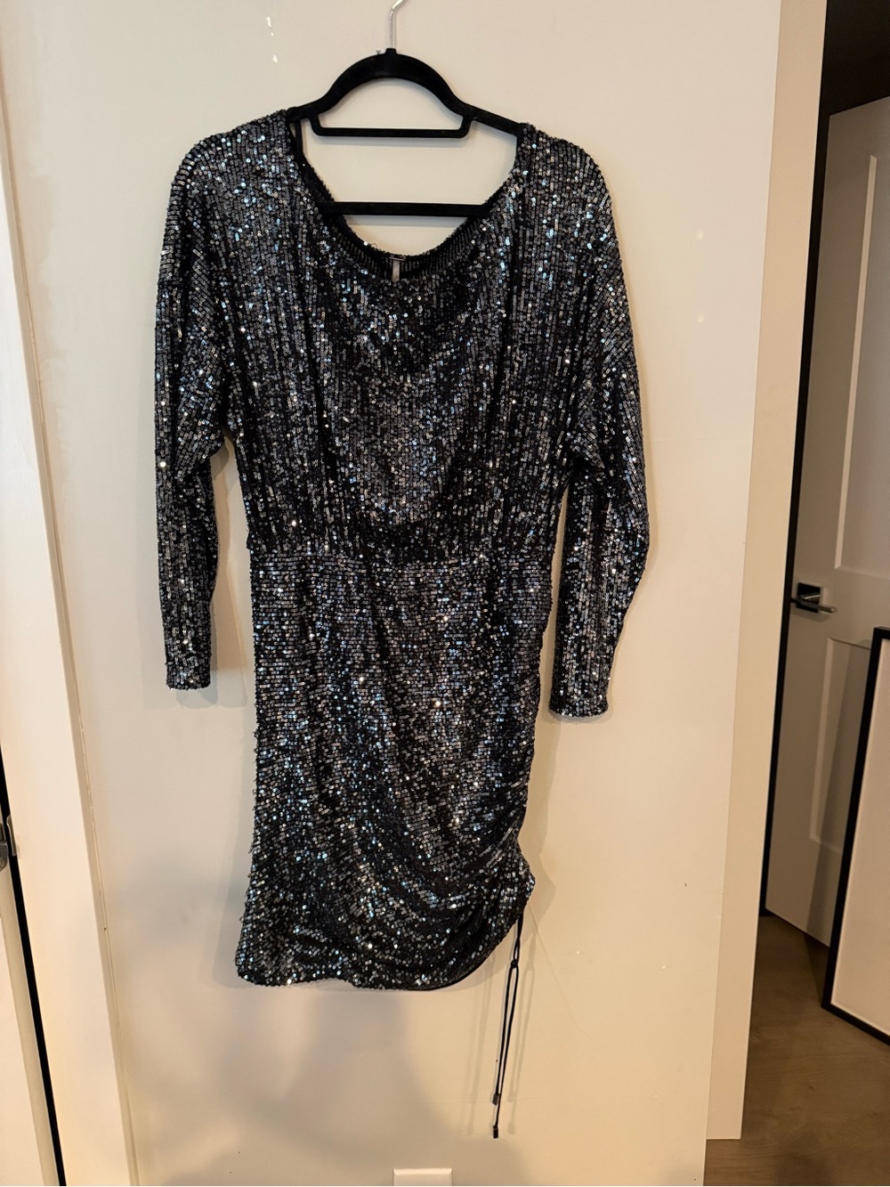 Free People Giselle Mini Dress Black Sequin Size M